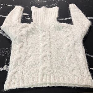 Chelsea & Theodore Ivory Cable Turtleneck Sweater
